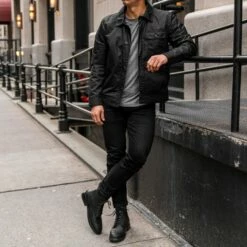 Waxed Canvas Field Jacket | Black -Thursday Boots Sales 1024x1024 Mens Jackets Field Black 022723 3